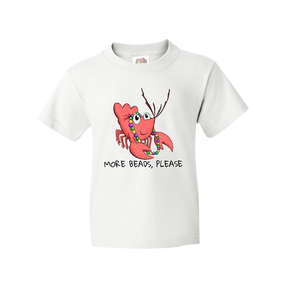 Inktastic More Beads, Please Cute Mardi Gras Crawfish Youth T-Shirt