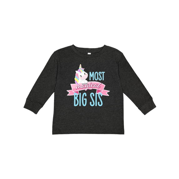 Inktastic Most Magical Big Sis- Cute Unicorn Girls Long Sleeve Toddler T-Shirt