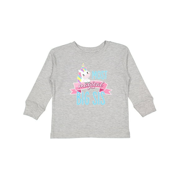 Inktastic Most Magical Big Sis- Cute Unicorn Girls Long Sleeve Toddler T-Shirt