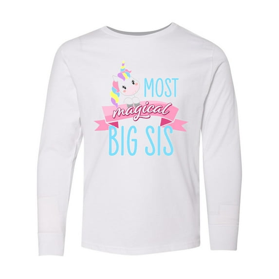 Inktastic Most Magical Big Sis- Cute Unicorn Long Sleeve Youth T-Shirt