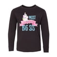 thumbnail image 1 of Inktastic Most Magical Big Sis- Cute Unicorn Long Sleeve Youth T-Shirt, 1 of 5