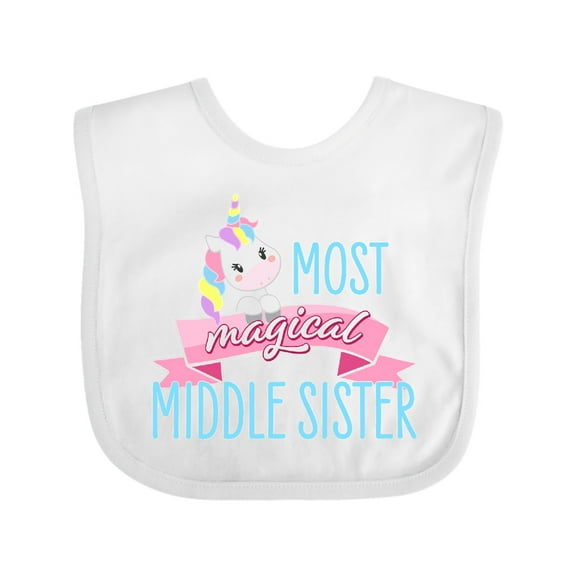 Inktastic Most Magical Middle Sister- Cute Unicorn Girls Baby Bib