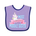 thumbnail image 1 of Inktastic Most Magical Middle Sister- Cute Unicorn Girls Baby Bib, 1 of 4