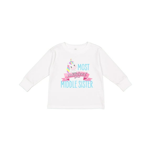 Inktastic Most Magical Middle Sister Cute Unicorn Girls Long Sleeve Toddler T-Shirt
