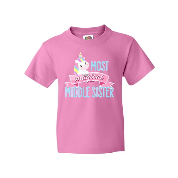Inktastic Most Magical Middle Sister- Cute Unicorn Youth T-Shirt