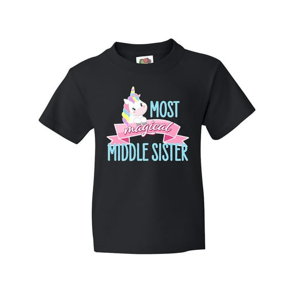 Inktastic Most Magical Middle Sister- Cute Unicorn Youth T-Shirt