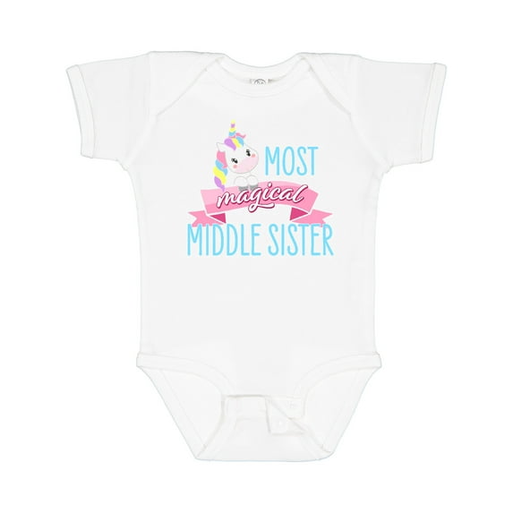 Inktastic Most Magical Middle Sister- cute unicorn Girls Baby Bodysuit