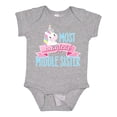 thumbnail image 1 of Inktastic Most Magical Middle Sister- cute unicorn Girls Baby Bodysuit, 1 of 5