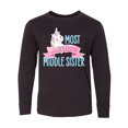 thumbnail image 1 of Inktastic Most Magical Middle Sister- cute unicorn Long Sleeve Youth T-Shirt, 1 of 5