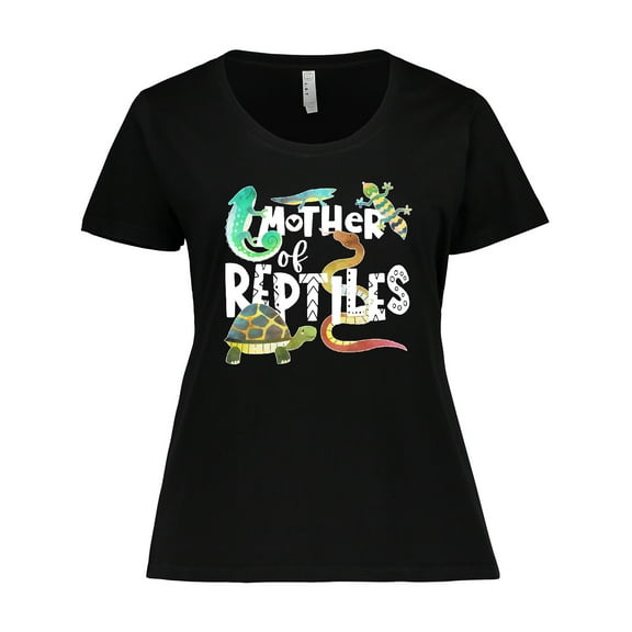 Inktastic Mother of Reptiles Cute Turtle, Lizards, Snake Women's Plus Size T-Shirt