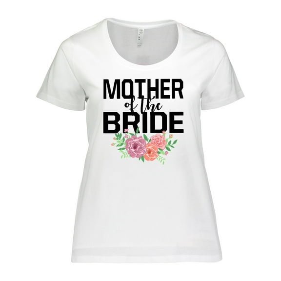 Inktastic Mother of the Bride with Flower Illustration Women's Plus Size T-Shirt