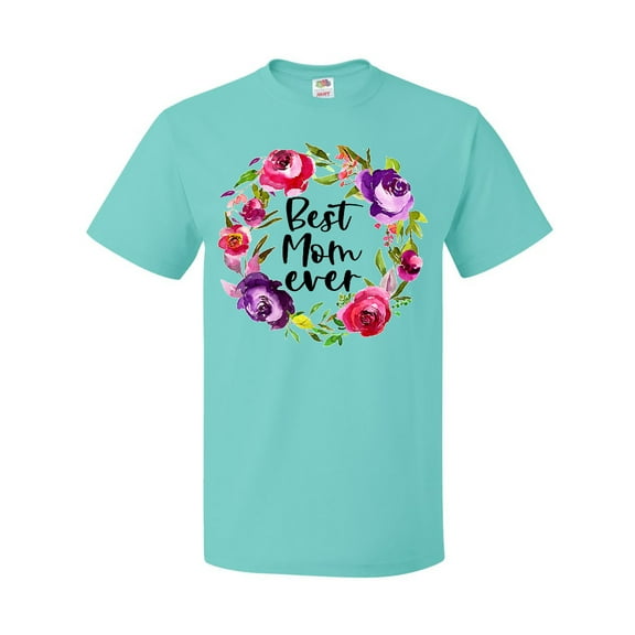 Inktastic Mother's Day Best Mom Ever with Floral Wreath T-Shirt