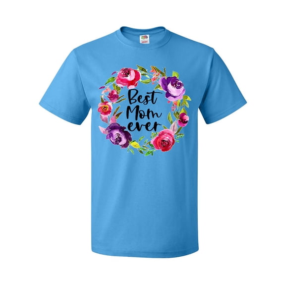 Inktastic Mother's Day Best Mom Ever with Floral Wreath T-Shirt