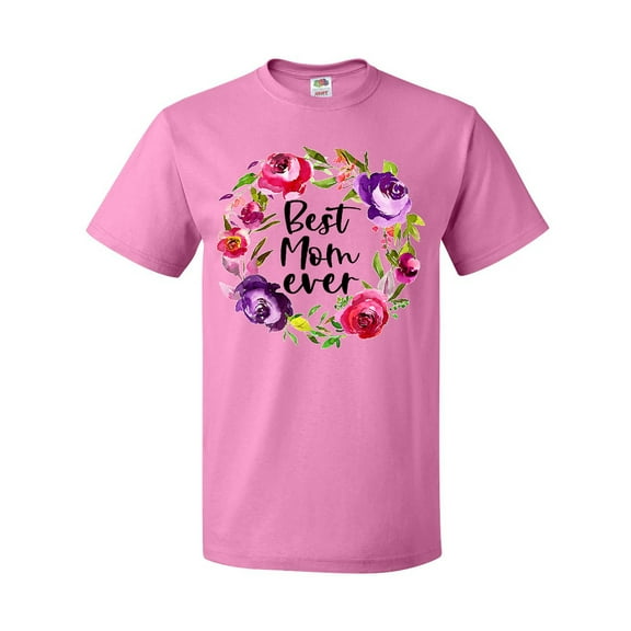Inktastic Mother's Day Best Mom Ever with Floral Wreath T-Shirt