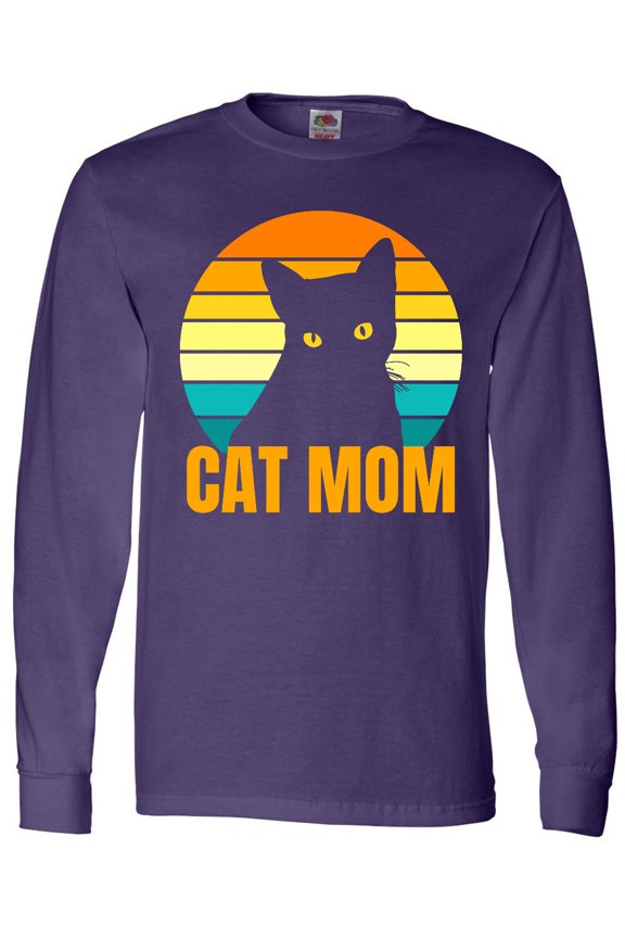 Mother's Day Cat Mom Black Cat Sunset Long Sleeve T-Shirt