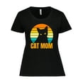 thumbnail image 1 of Inktastic Mother's Day Cat Mom Black Cat Sunset Women's Plus Size T-Shirt, 1 of 5