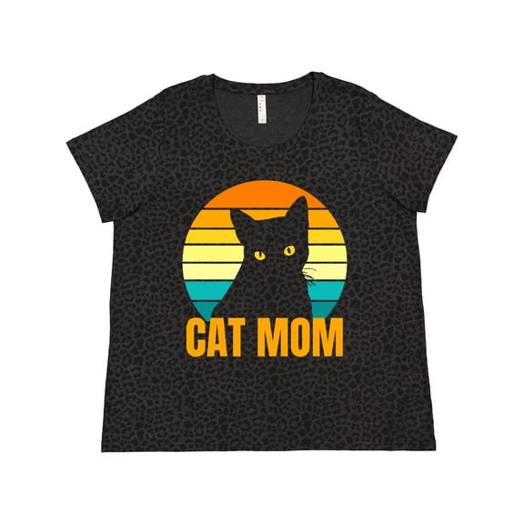 Inktastic Mother's Day Cat Mom Black Cat Sunset Women's Plus Size T-Shirt