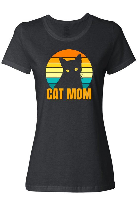Mother's Day Cat Mom Black Cat Sunset Women's T-Shirt