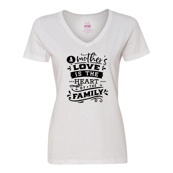Inktastic Mothers Day a Mothers Love is the Heart of the Family Women's V-Neck T-Shirt