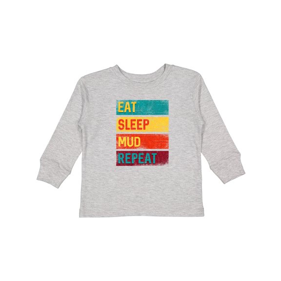 Inktastic Motocross BMX off Road Eat Sleep Mud Repeat Boys or Girls Long Sleeve Toddler T-Shirt