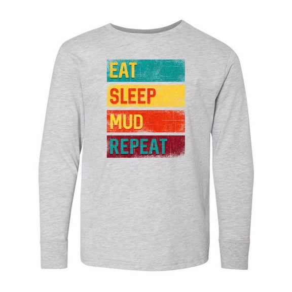 Inktastic Motocross BMX off Road Eat Sleep Mud Repeat Long Sleeve Youth T-Shirt