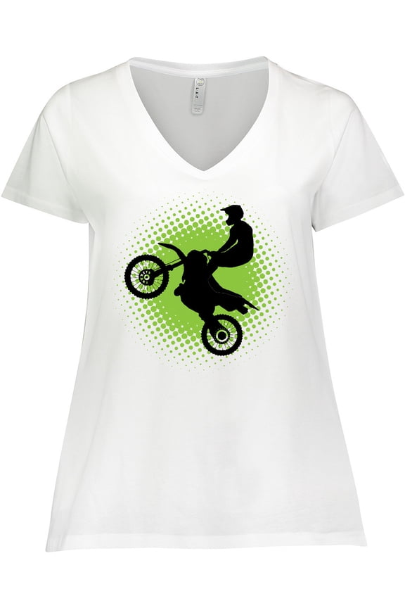 Motocross Rider Freestyle Sports Women's Plus Size V-Neck T-Shirt