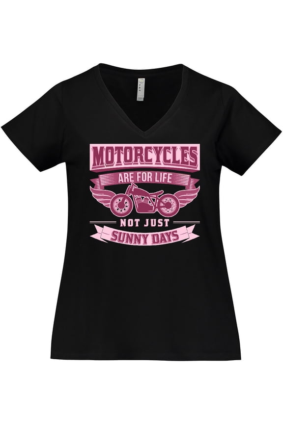 Motorcycle Female Biker Women's Plus Size V-Neck T-Shirt