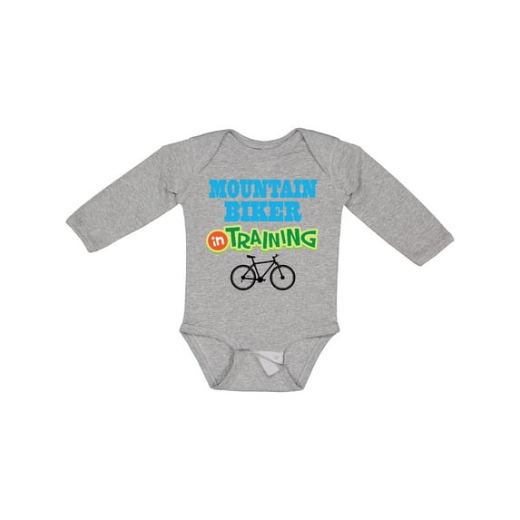 Inktastic Mountain Biker in Training Boys or Girls Long Sleeve Baby Bodysuit