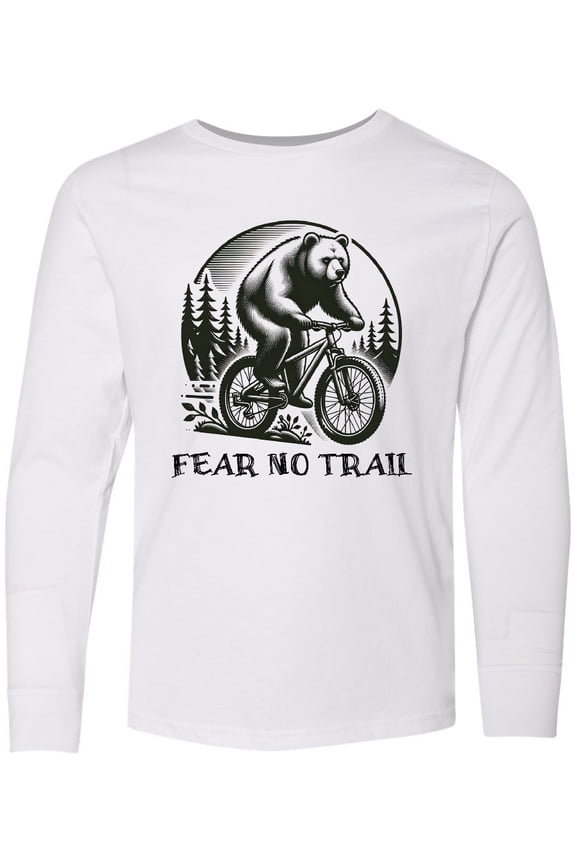 Mountain Biking Fear No Trail Long Sleeve Youth T-Shirt