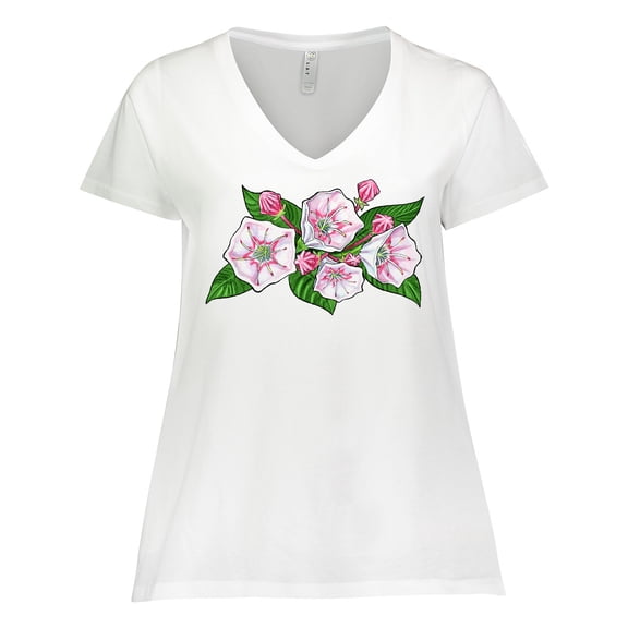 Inktastic Mountain Laurel Flowers Women's Plus Size V-Neck T-Shirt