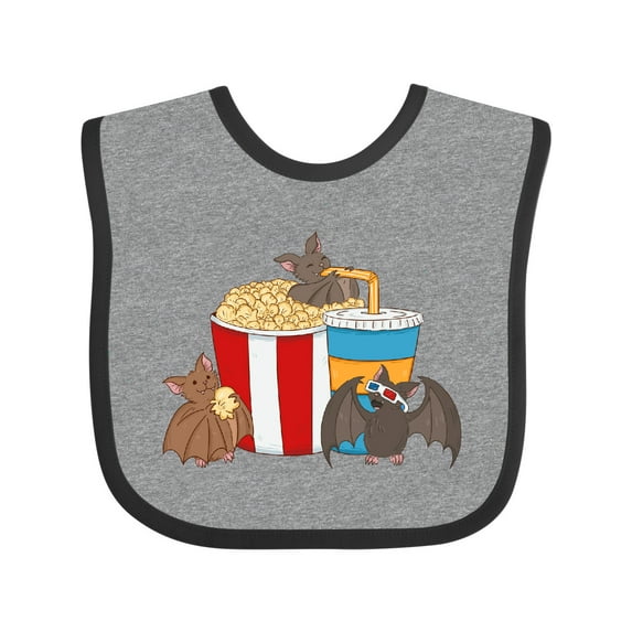 Inktastic Movie Loving Bats with Popcorn and Soda Boys or Girls Baby Bib