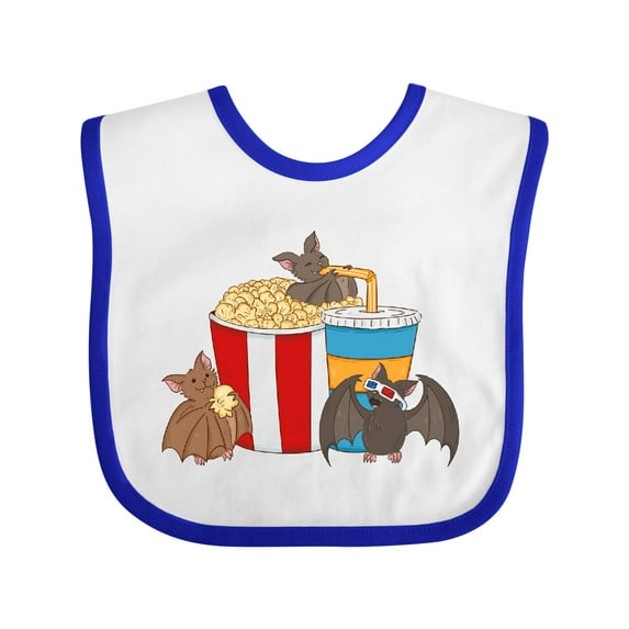 Inktastic Movie Loving Bats with Popcorn and Soda Boys or Girls Baby Bib