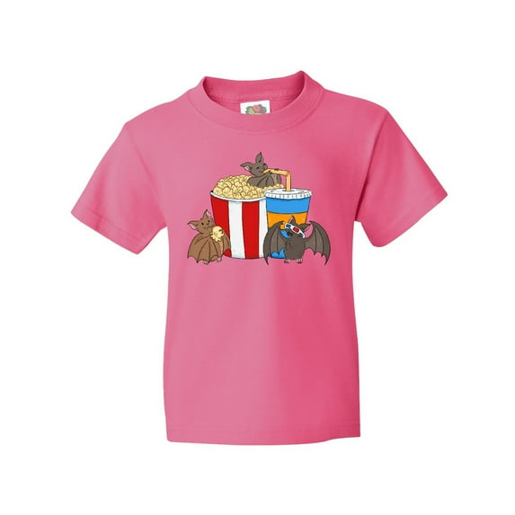 Inktastic Movie Loving Bats with Popcorn and Soda Youth T-Shirt