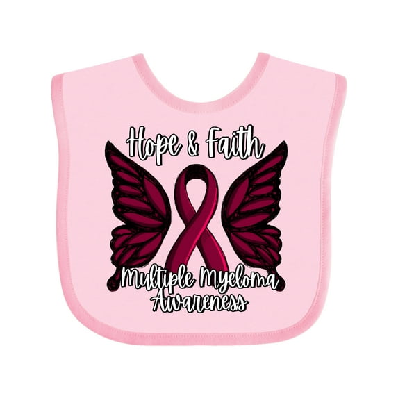 Inktastic Multiple Myeloma Cancer Awareness Hope & Faith with Butterfly Ribbon Boys or Girls Baby Bib