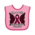 thumbnail image 1 of Inktastic Multiple Myeloma Cancer Awareness Hope & Faith with Butterfly Ribbon Boys or Girls Baby Bib, 1 of 4