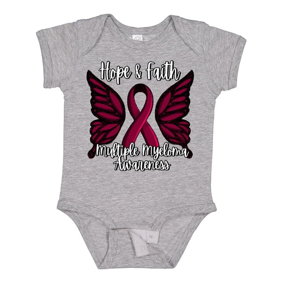 Inktastic Multiple Myeloma Cancer Awareness Hope & Faith with Butterfly Ribbon Boys or Girls Baby Bodysuit