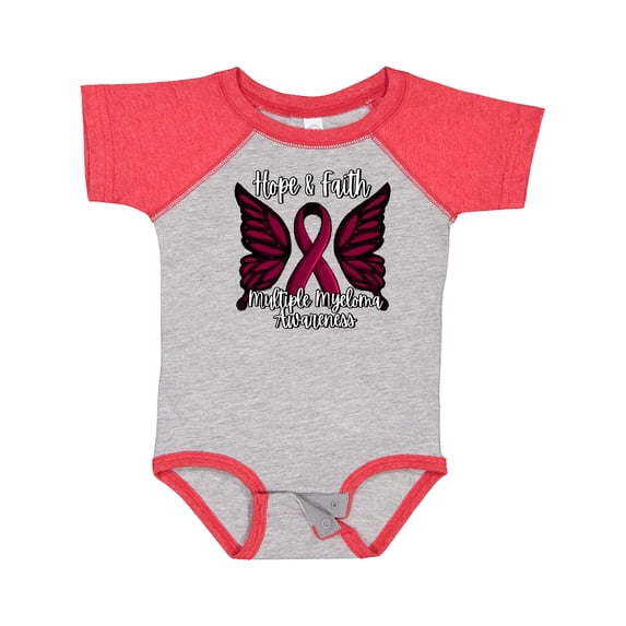 Inktastic Multiple Myeloma Cancer Awareness Hope & Faith with Butterfly Ribbon Boys or Girls Baby Bodysuit