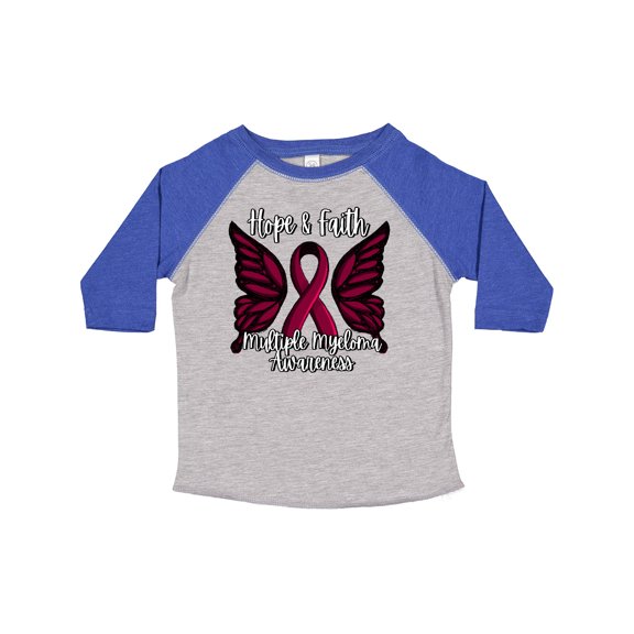 Inktastic Multiple Myeloma Cancer Awareness Hope & Faith with Butterfly Ribbon Boys or Girls Toddler T-Shirt