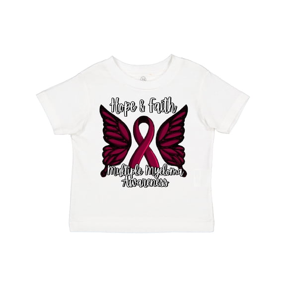 Inktastic Multiple Myeloma Cancer Awareness Hope & Faith with Butterfly Ribbon Boys or Girls Toddler T-Shirt