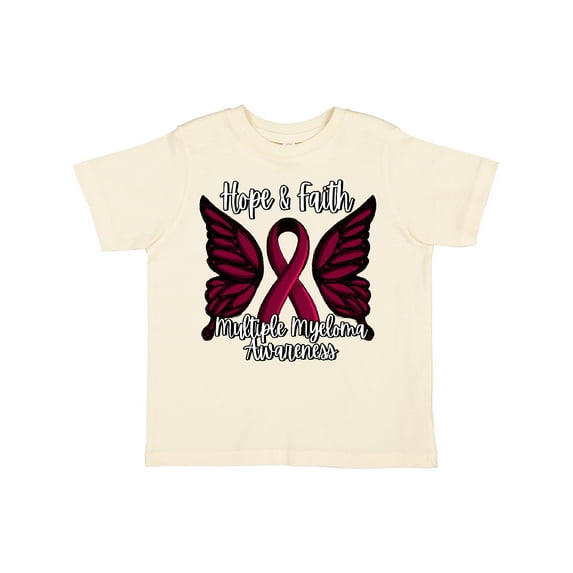 Inktastic Multiple Myeloma Cancer Awareness Hope & Faith with Butterfly Ribbon Boys or Girls Toddler T-Shirt