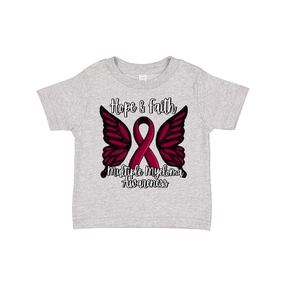 Inktastic Multiple Myeloma Cancer Awareness Hope & Faith with Butterfly Ribbon Boys or Girls Toddler T-Shirt