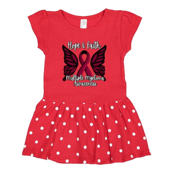 Inktastic Multiple Myeloma Cancer Awareness Hope & Faith with Butterfly Ribbon Girls Toddler Dress