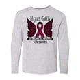thumbnail image 1 of Inktastic Multiple Myeloma Cancer Awareness Hope & Faith with Butterfly Ribbon Long Sleeve Youth T-Shirt, 1 of 5