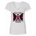 thumbnail image 1 of Inktastic Multiple Myeloma Cancer Awareness Hope & Faith with Butterfly Ribbon Women's V-Neck T-Shirt, 1 of 5
