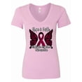 thumbnail image 1 of Inktastic Multiple Myeloma Cancer Awareness Hope & Faith with Butterfly Ribbon Women's V-Neck T-Shirt, 1 of 5