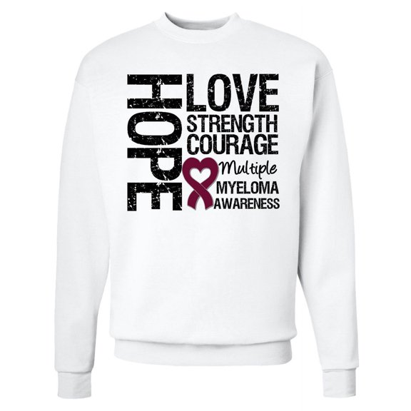 Inktastic Multiple Myeloma Hope Love Strength Adult Sweatshirt