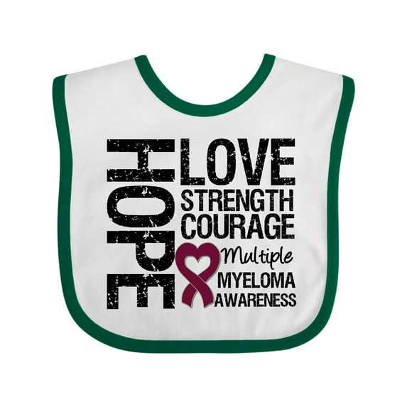 Inktastic Multiple Myeloma Hope Love Strength Boys or Girls Baby Bib