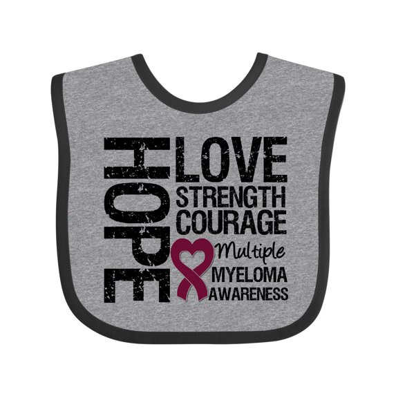 Inktastic Multiple Myeloma Hope Love Strength Boys or Girls Baby Bib