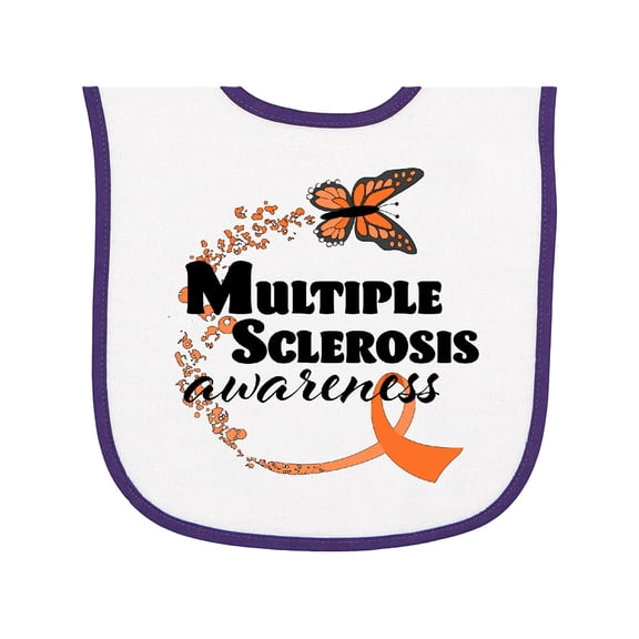 Inktastic Multiple Sclerosis Awareness Butterfly Ribbon Baby Terry Cloth Bib