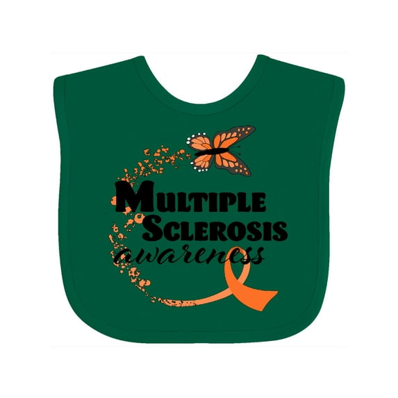 Inktastic Multiple Sclerosis Awareness Butterfly Ribbon Boys or Girls Baby Bib